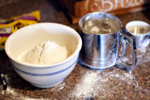 sifted flour in a bowl