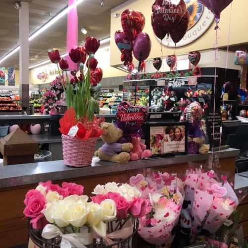 safe way store filled with flowers and balloons for valentine's day
