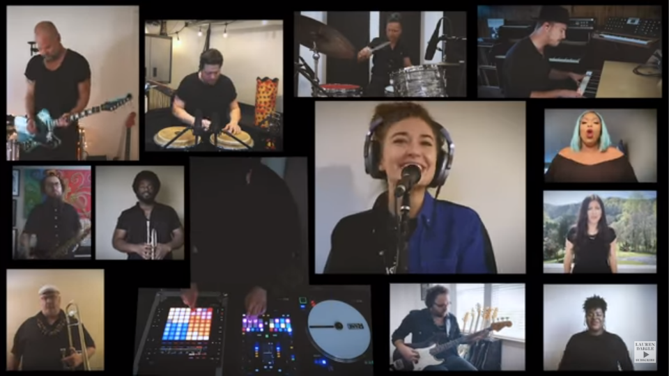 Lauren Daigle and Band singing on video chat