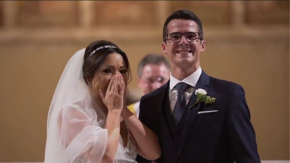 Bride is surprised by groom