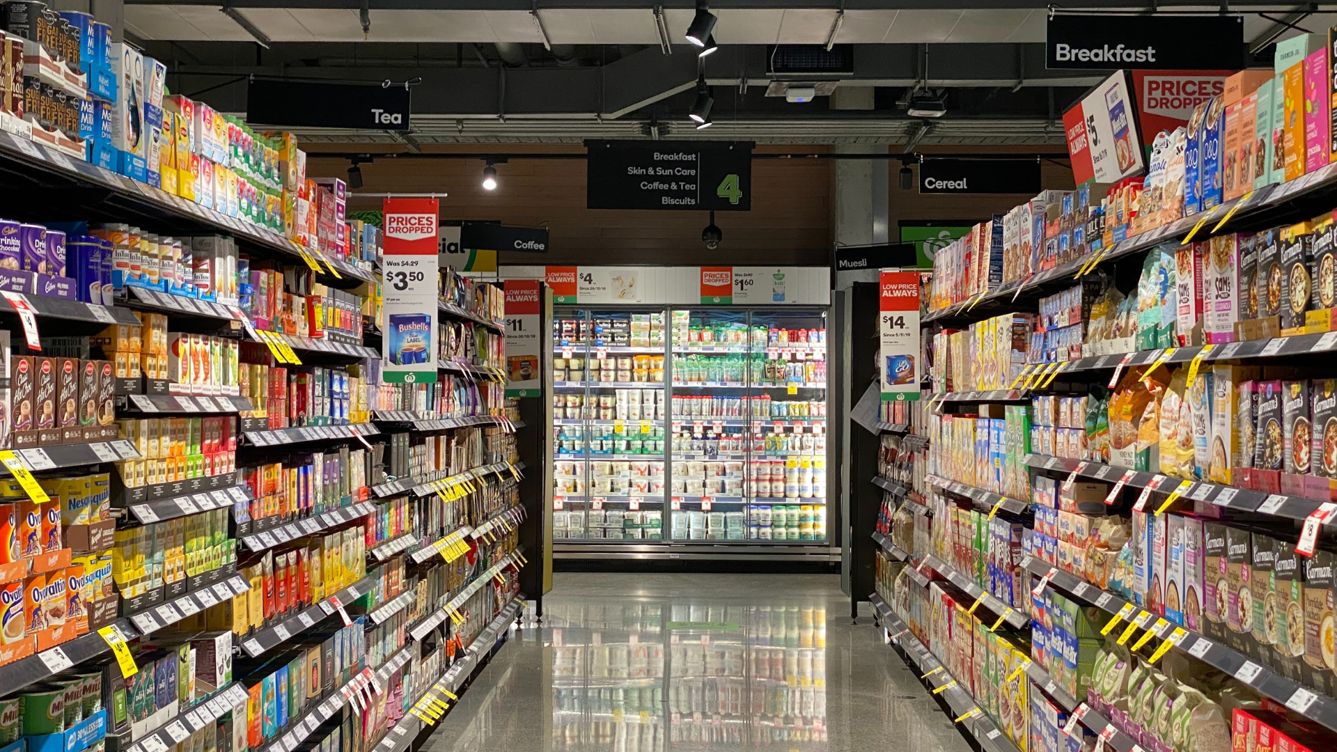 a fully stocked grocery aisle